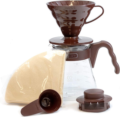 Hario VCND-02B Set with Dripper, Glass Server Scoop and Filters, Size 02, Craft Coffee Maker Size 02